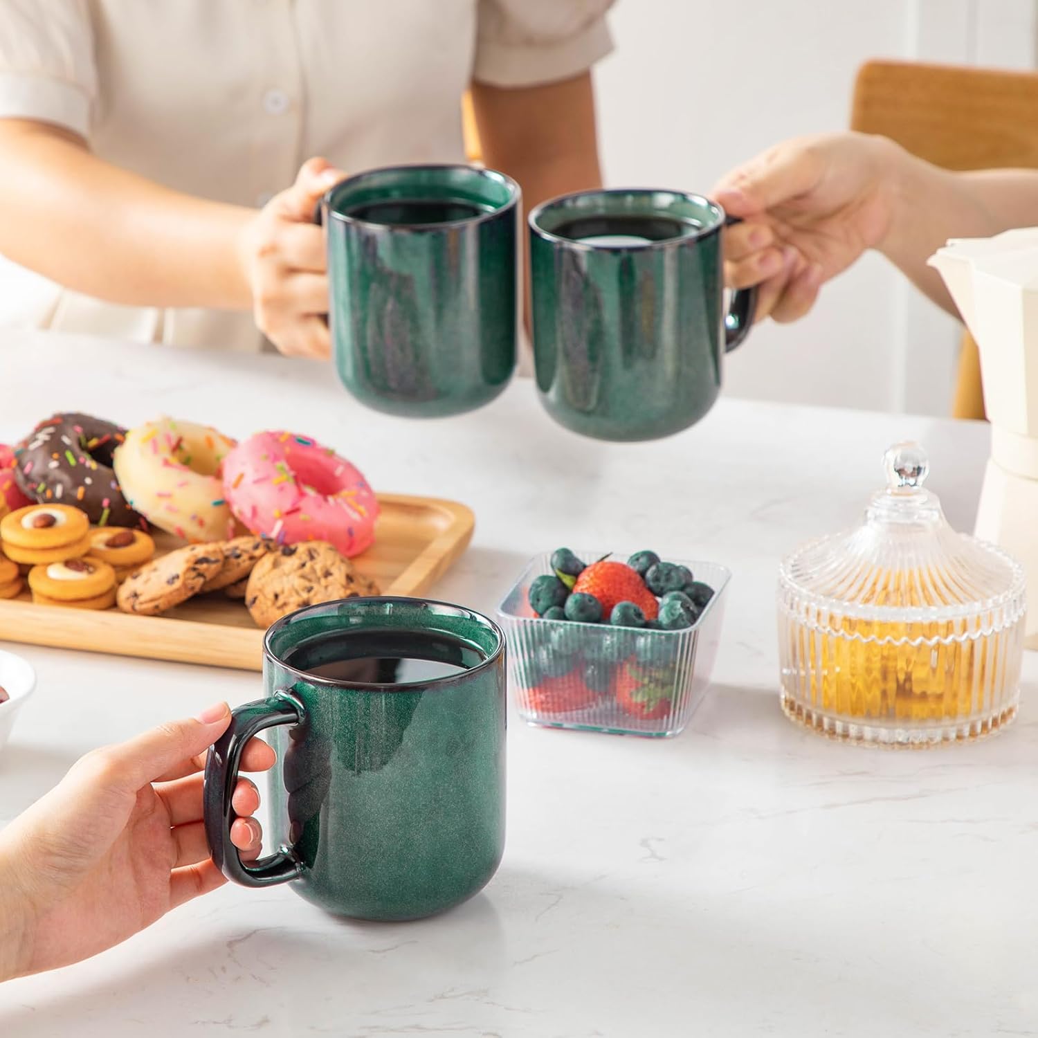 Stackable Coffee Mug Set | Cylindrical Shape Integrated Handles Beverage Service-Mug-Homefinn