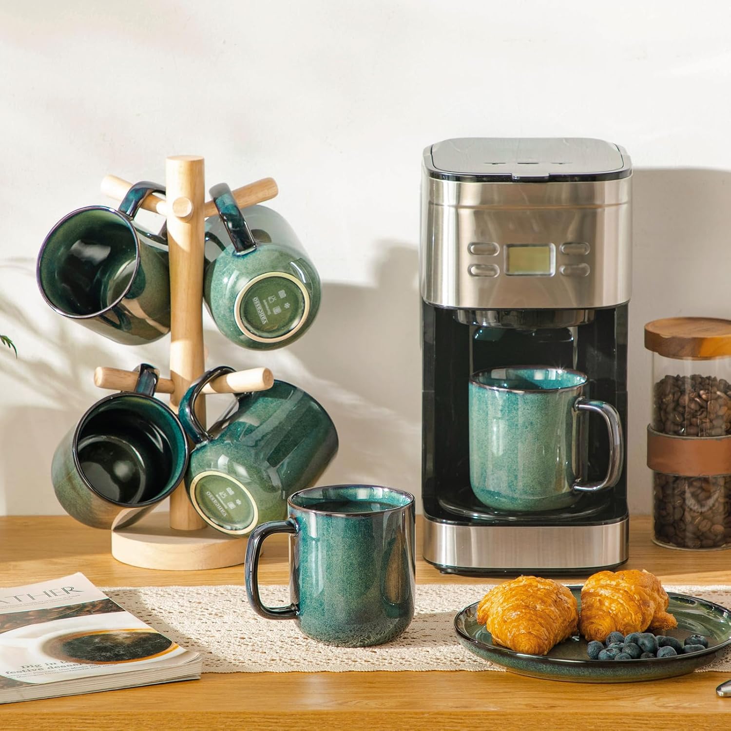 Stackable Coffee Mug Set | Cylindrical Shape Integrated Handles Beverage Service-Mug-Homefinn