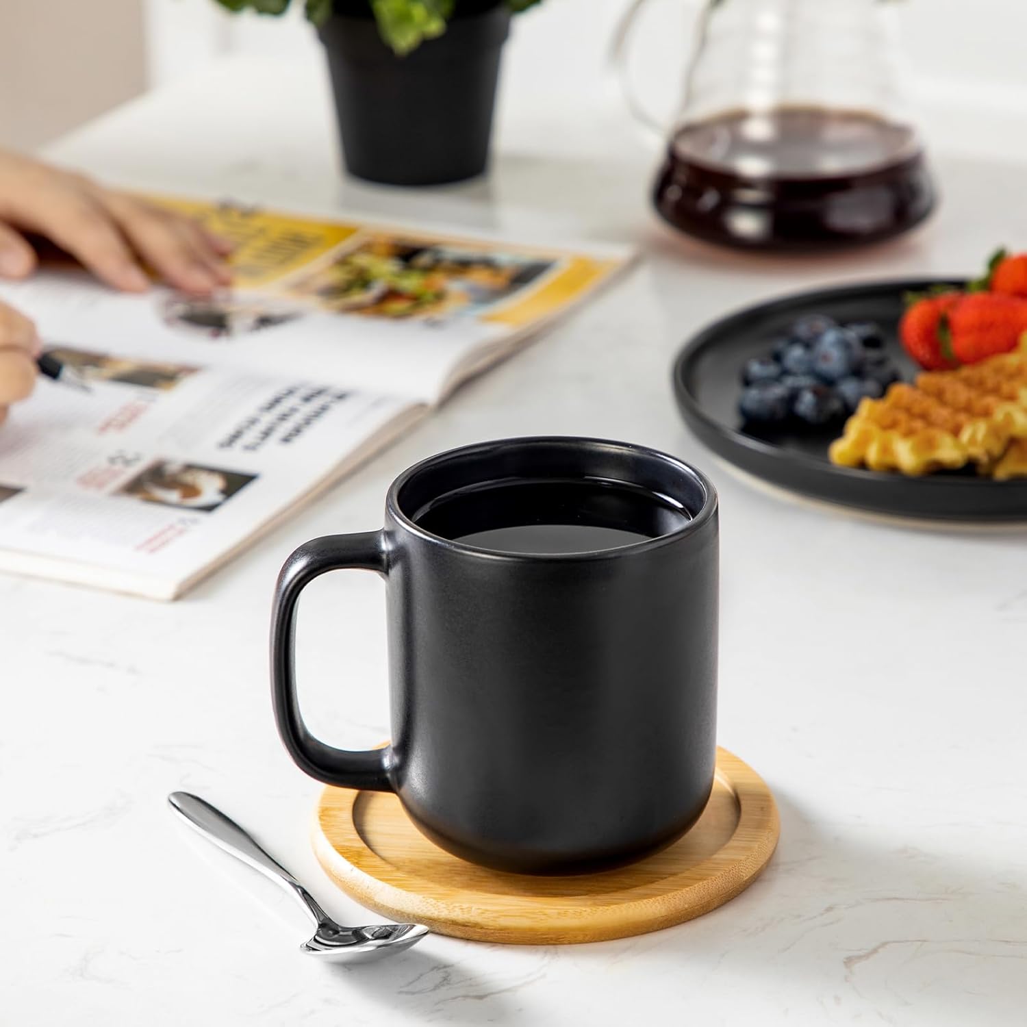 Stackable Coffee Mug Set | Cylindrical Shape Integrated Handles Beverage Service-Mug-Homefinn