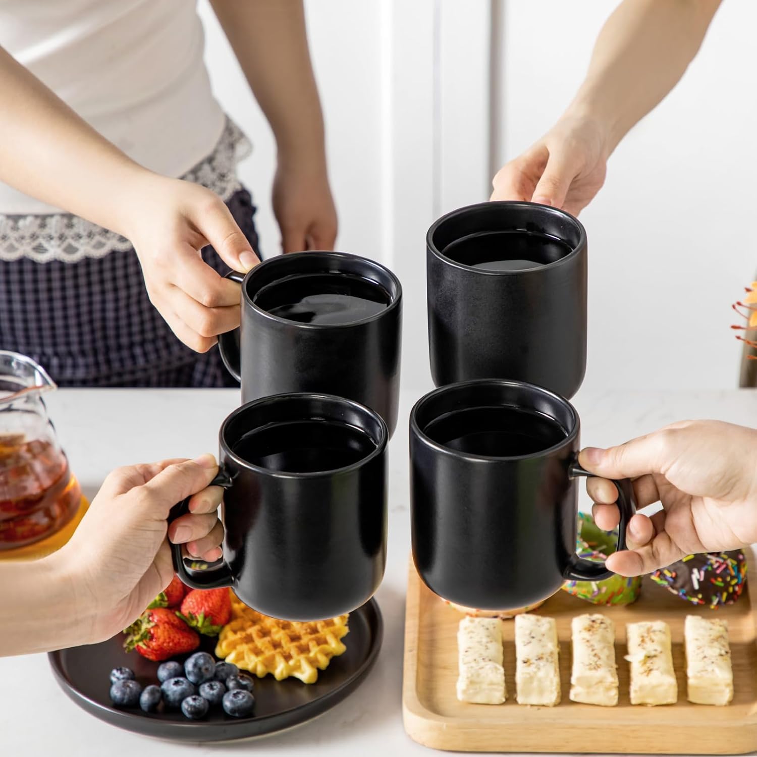 Stackable Coffee Mug Set | Cylindrical Shape Integrated Handles Beverage Service-Mug-Homefinn