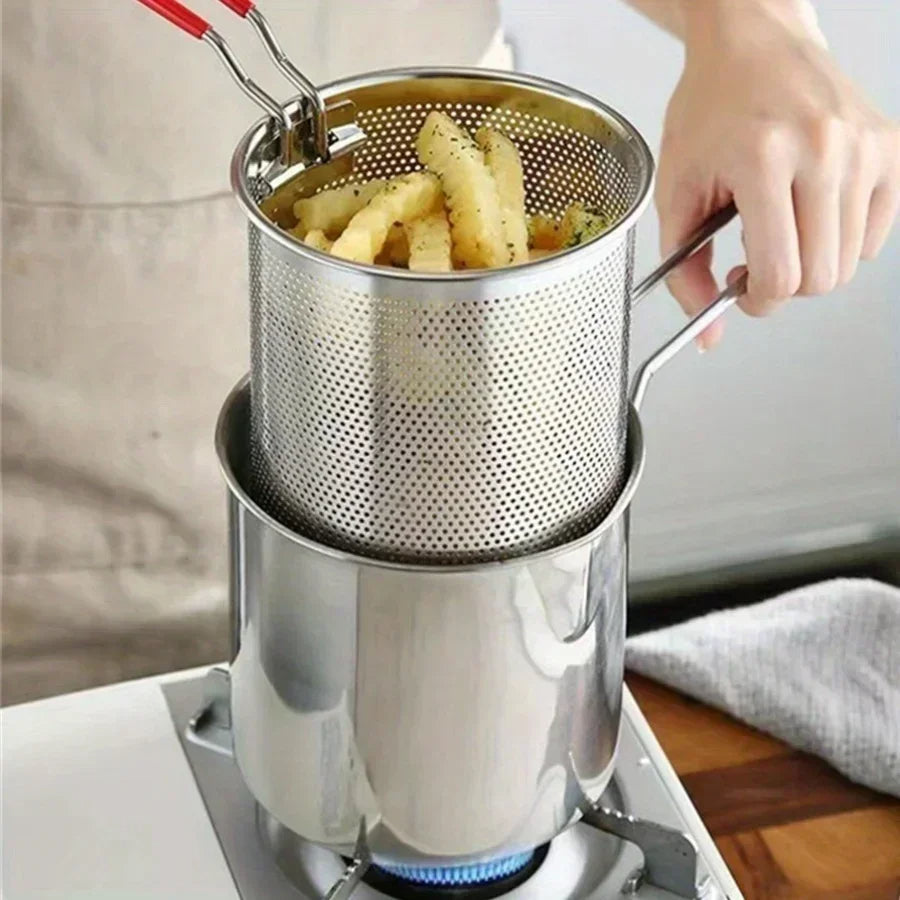 Stainless Steel Oil Pot | Fine Mesh Oil Strainer-Fryer Pot-Homefinn