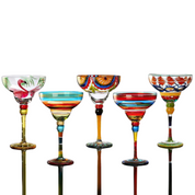 Striped Multicolour Cocktail Glass | Stemmed Profile Beverage Entertaining Use-Coctail Glass-Homefinn