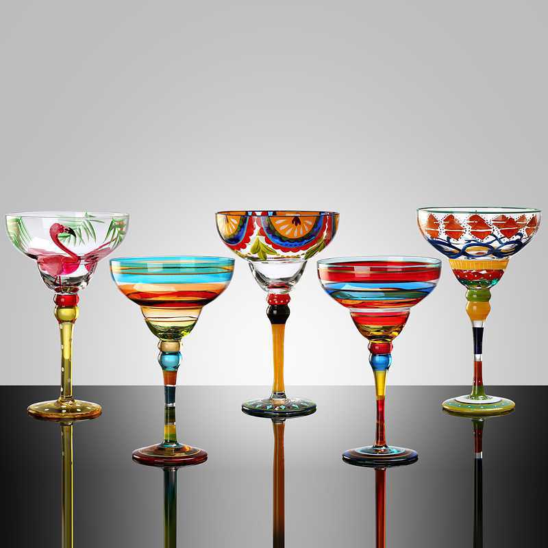 Striped Multicolour Cocktail Glass | Stemmed Profile Beverage Entertaining Use-Coctail Glass-Homefinn