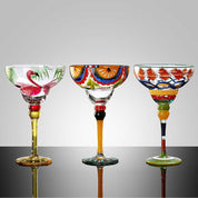 Striped Multicolour Cocktail Glass | Stemmed Profile Beverage Entertaining Use-Coctail Glass-Homefinn