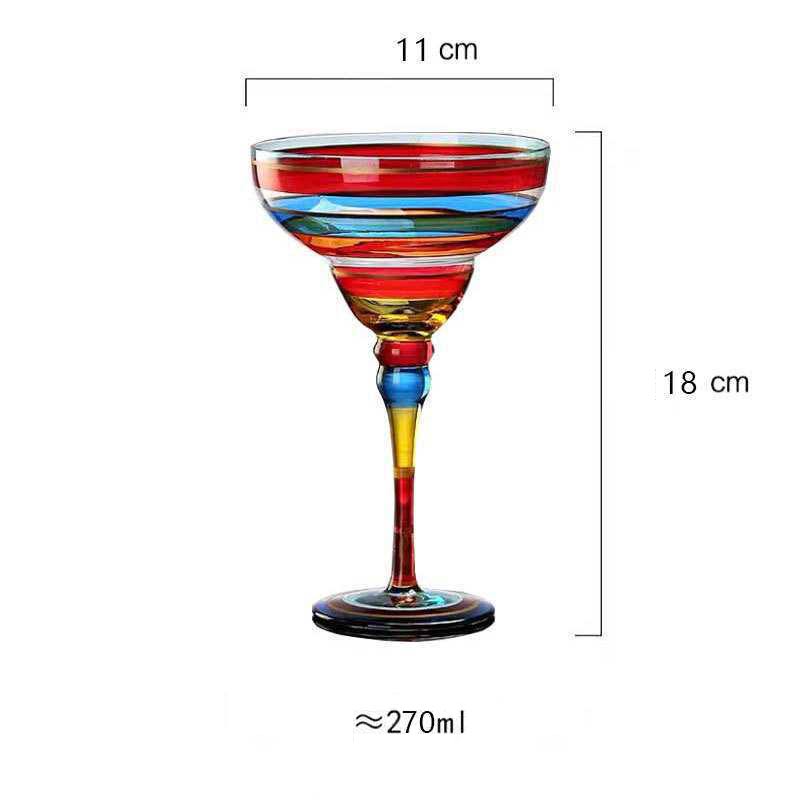 Striped Multicolour Cocktail Glass | Stemmed Profile Beverage Entertaining Use-Coctail Glass-Homefinn
