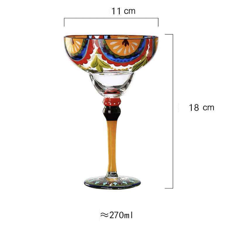 Striped Multicolour Cocktail Glass | Stemmed Profile Beverage Entertaining Use-Coctail Glass-Homefinn