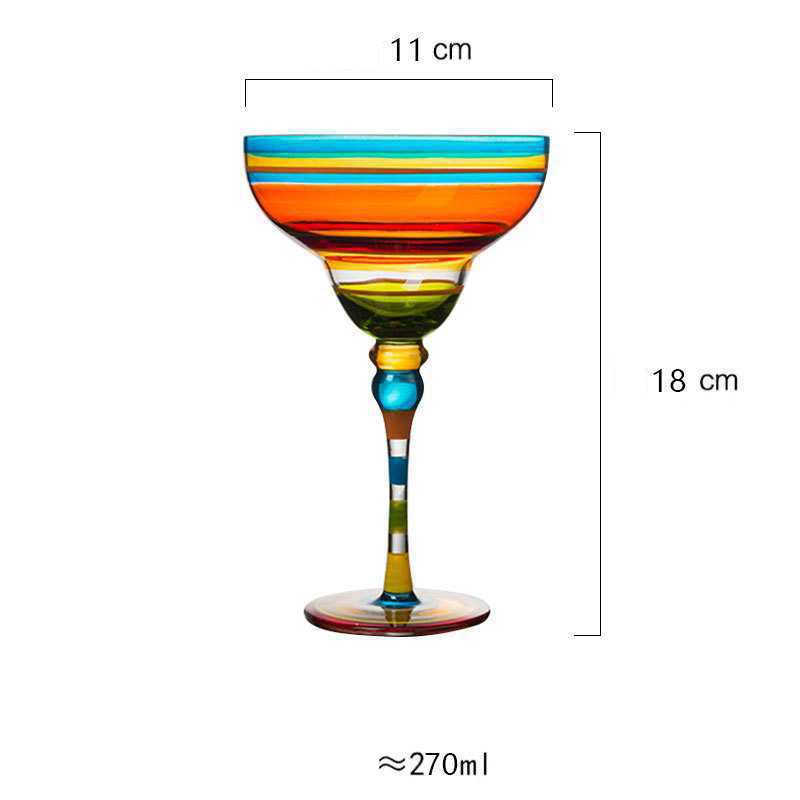 Striped Multicolour Cocktail Glass | Stemmed Profile Beverage Entertaining Use-Coctail Glass-Homefinn