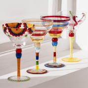 Striped Multicolour Cocktail Glass | Stemmed Profile Beverage Entertaining Use-Coctail Glass-Homefinn