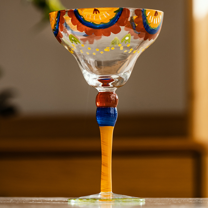 Striped Multicolour Cocktail Glass | Stemmed Profile Beverage Entertaining Use-Coctail Glass-Homefinn