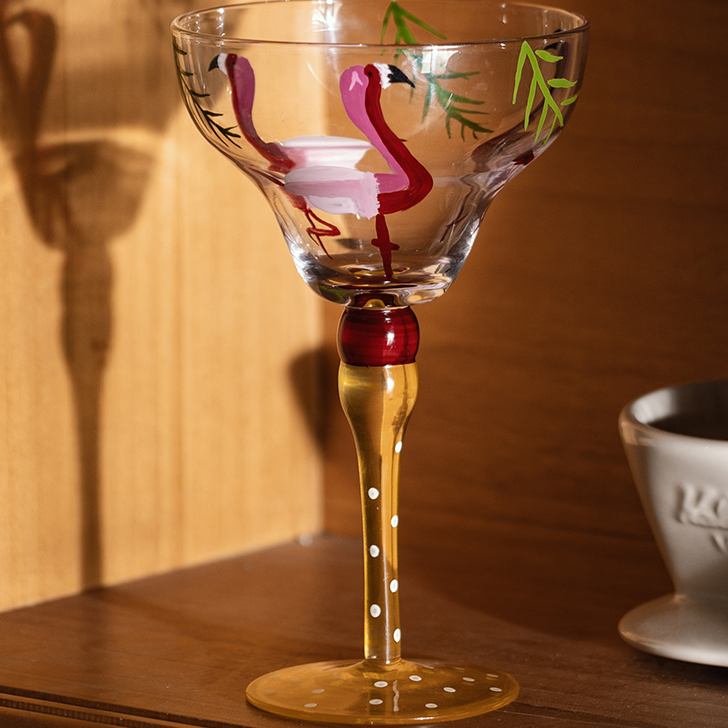 Striped Multicolour Cocktail Glass | Stemmed Profile Beverage Entertaining Use-Coctail Glass-Homefinn