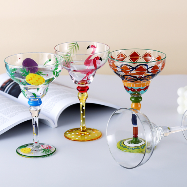 Striped Multicolour Cocktail Glass | Stemmed Profile Beverage Entertaining Use-Coctail Glass-Homefinn