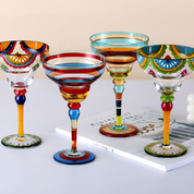 Striped Multicolour Cocktail Glass | Stemmed Profile Beverage Entertaining Use-Coctail Glass-Homefinn