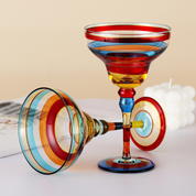 Striped Multicolour Cocktail Glass | Stemmed Profile Beverage Entertaining Use-Coctail Glass-Homefinn