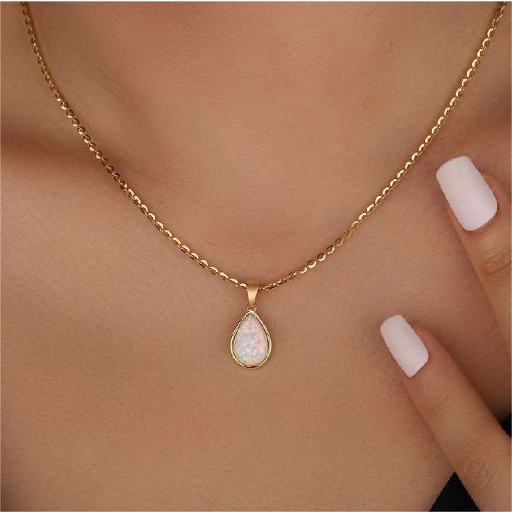 Teardrop Pendant Necklace | Minimalist Chain Necklace-Necklace-Homefinn