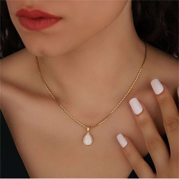Teardrop Pendant Necklace | Minimalist Chain Necklace-Necklace-Homefinn