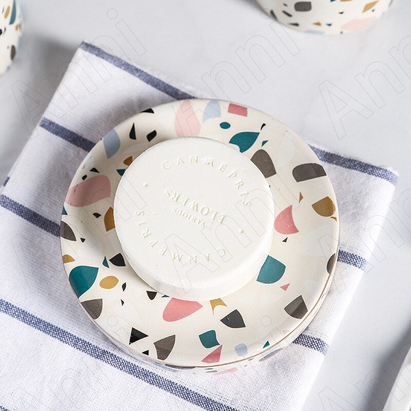Terrazzo Pattern Bathroom Accessory Set | Matching Dispenser Tumbler Countertop Use-Bathroom Accessory Set-Homefinn