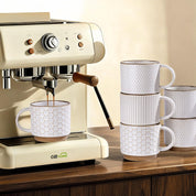 Textured Coffee Mug Set | Embossed Patterns Integrated Handles Beverage Service-Mug-Homefinn