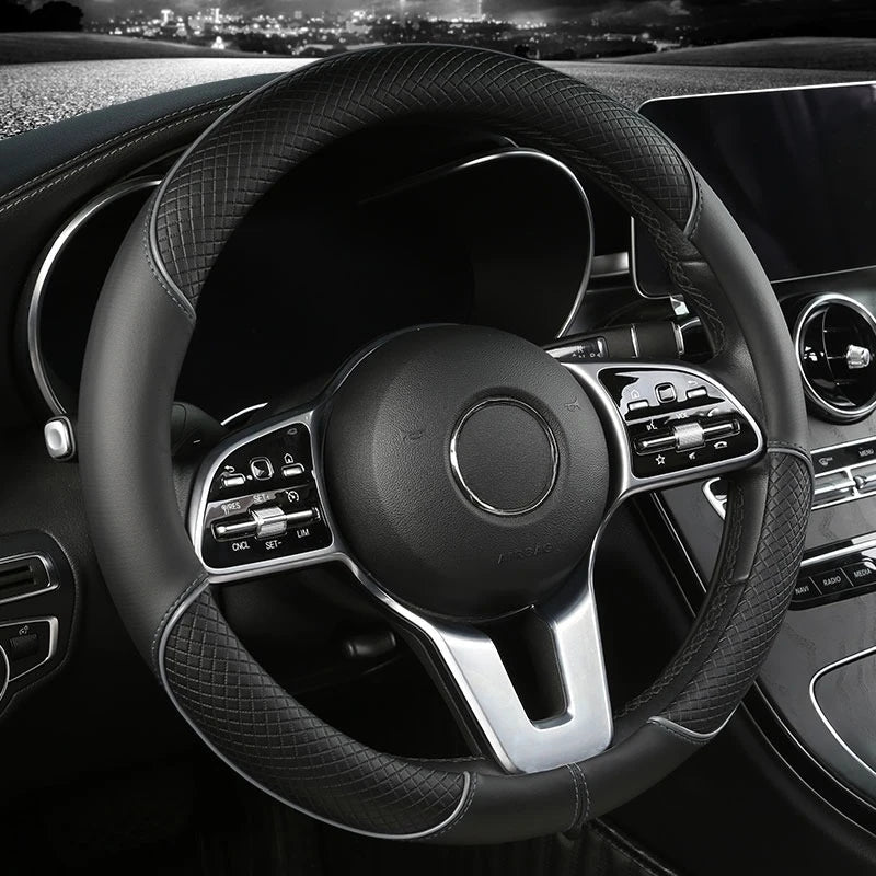 Textured Diamond Steering Wheel Cover | Anti Slip Surface Full Wrap Vehicle Use-Steering Wheel Cover-Homefinn