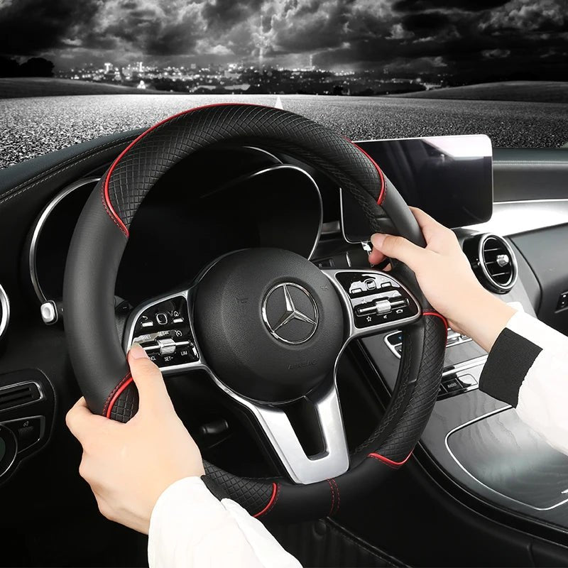 Textured Diamond Steering Wheel Cover | Anti Slip Surface Full Wrap Vehicle Use-Steering Wheel Cover-Homefinn
