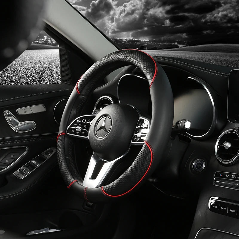Textured Diamond Steering Wheel Cover | Anti Slip Surface Full Wrap Vehicle Use-Steering Wheel Cover-Homefinn