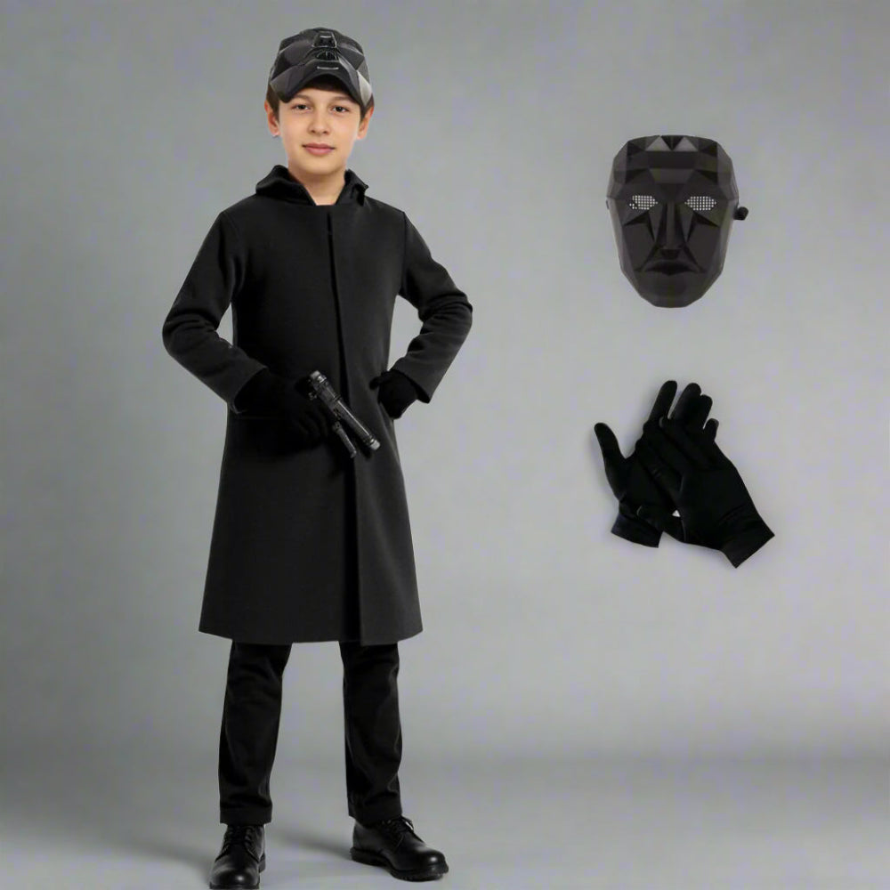 Boy's Hooded Mask Costume Set | Long Coat Face Mask Convention Outfit-Costume Set-Homefinn