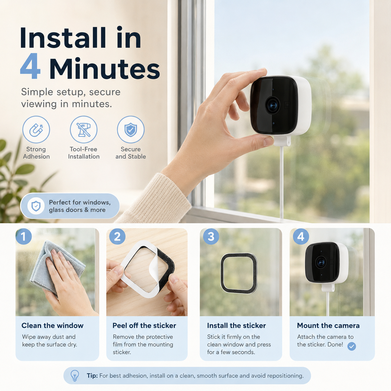 1080P WiFi Window Security Camera with 32GB Card - Image 2