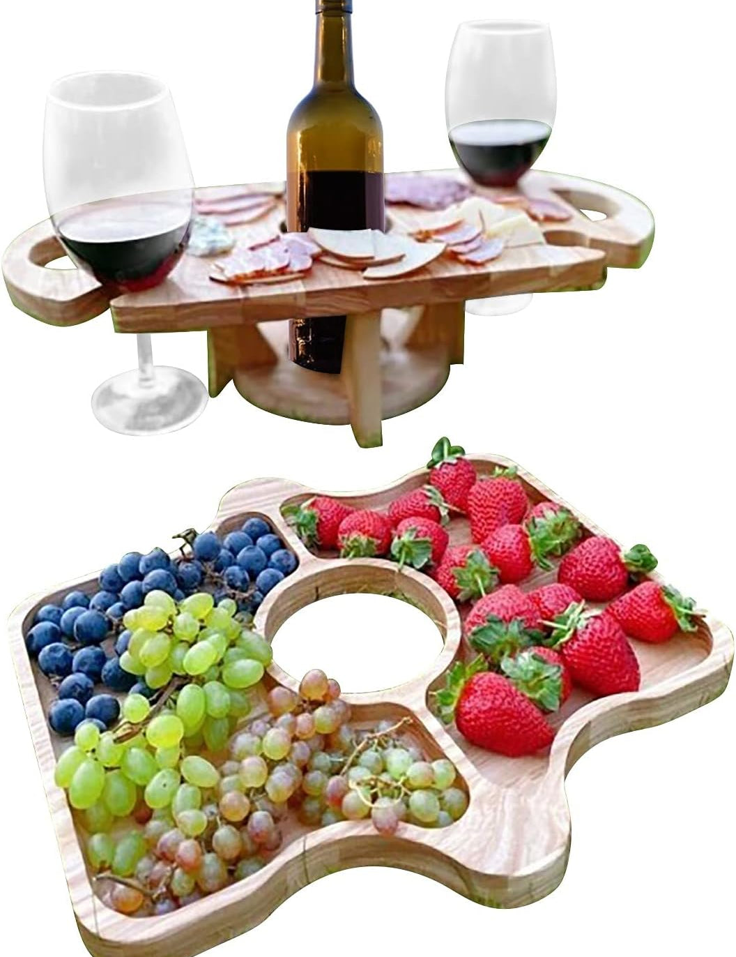 Wine Bottle Picnic Table | Folding Outdoor Wine Holder-Table-Homefinn