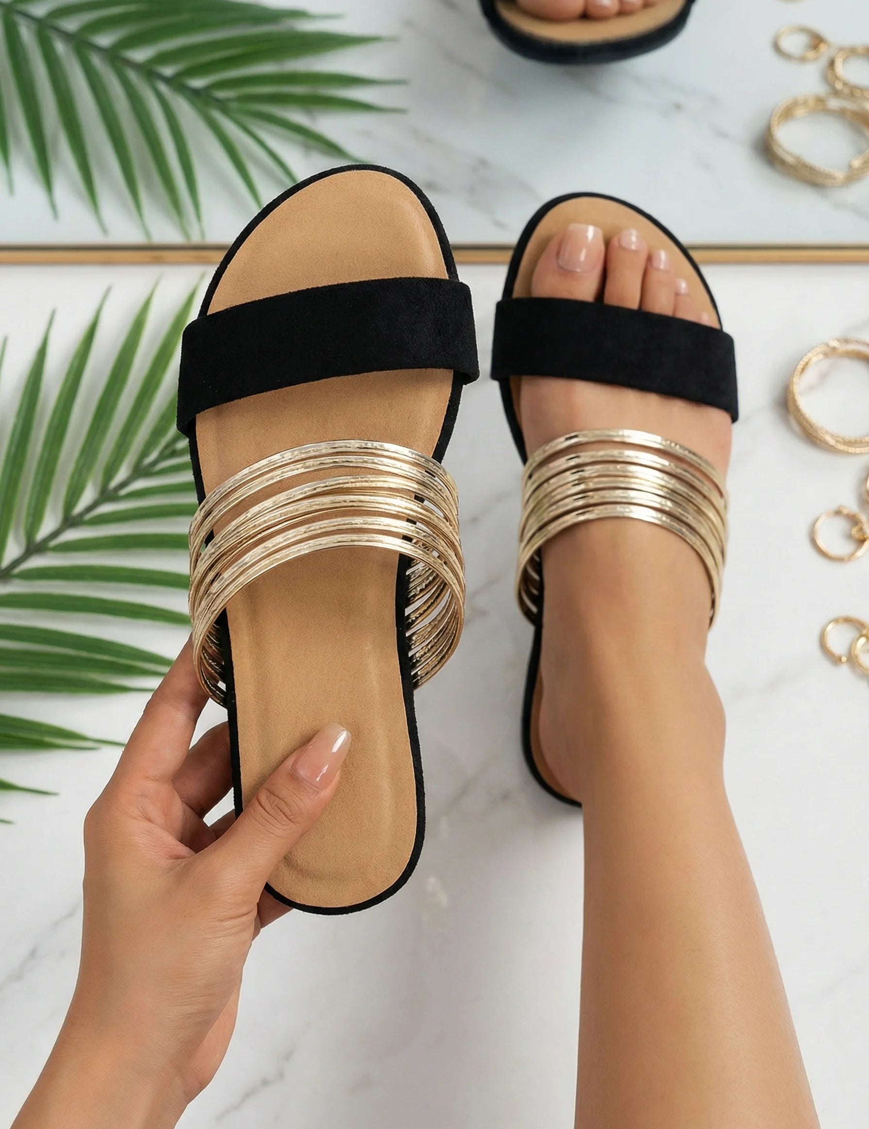 Women Sandals | Double-Strap Ballet Flats-Women Shoes-Homefinn