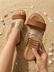 Women Sandals | Double-Strap Ballet Flats-Women Shoes-Homefinn