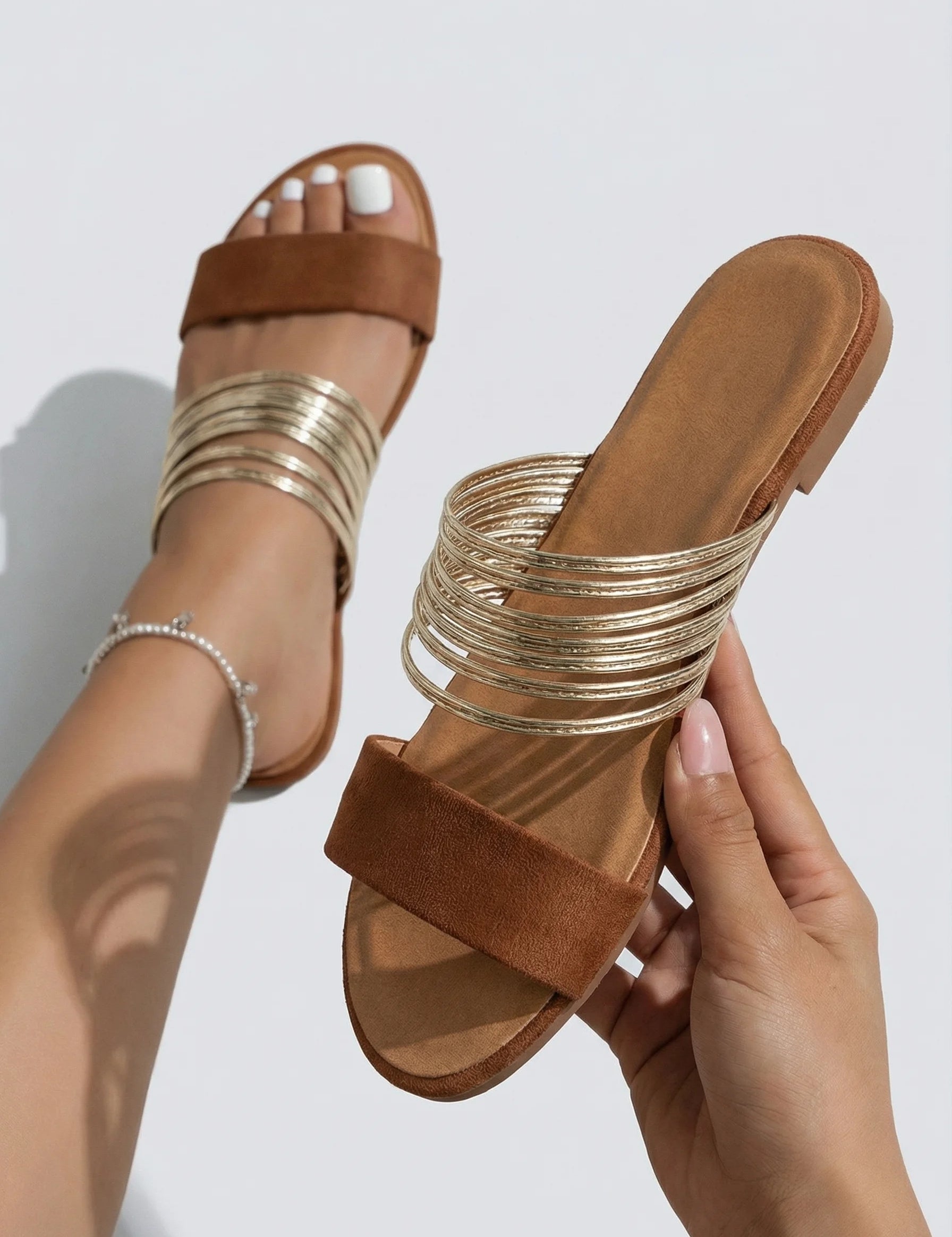 Women Sandals | Double-Strap Ballet Flats-Women Shoes-Homefinn
