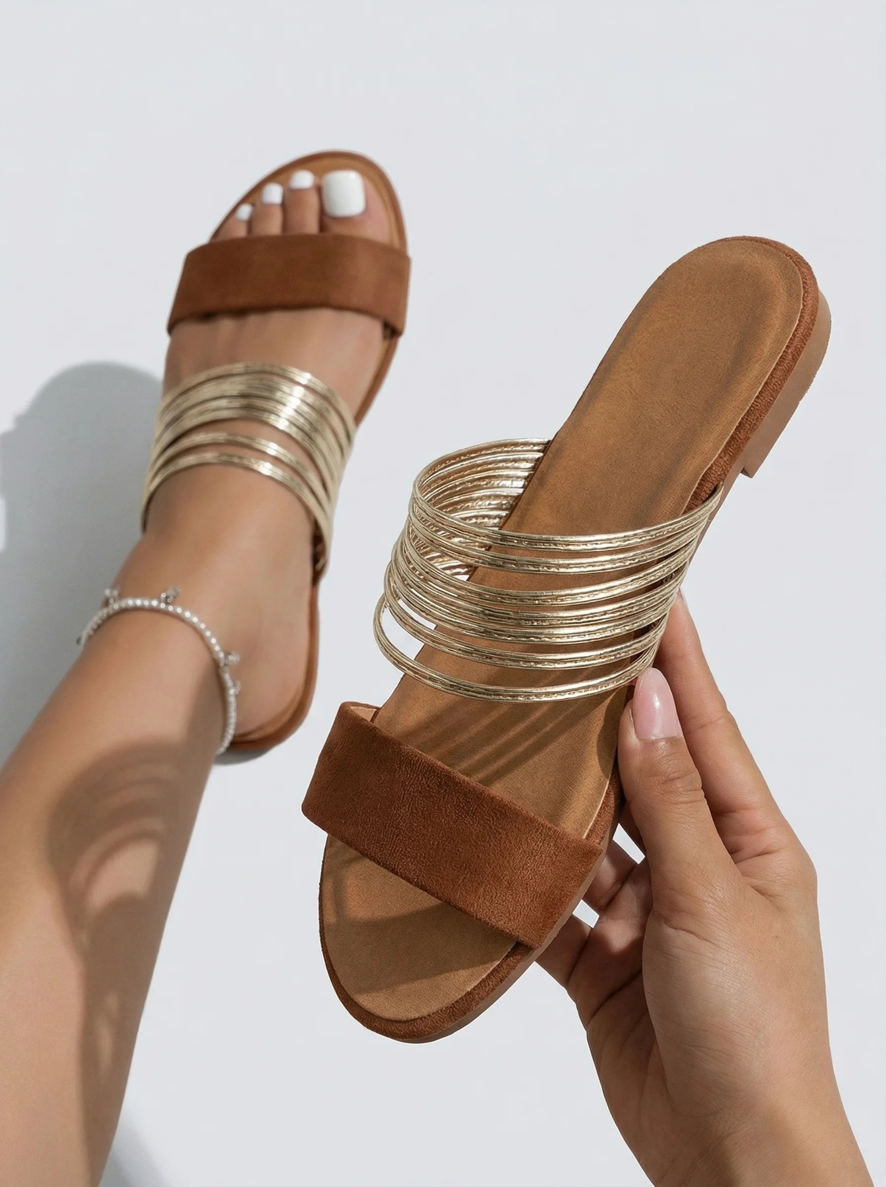 Women Sandals | Double-Strap Ballet Flats-Women Shoes-Homefinn