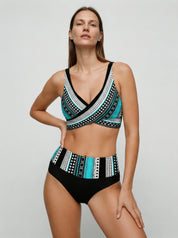 Women Swimsuit | High Waisted Bikini Geometric-Women Swimsuit-Homefinn