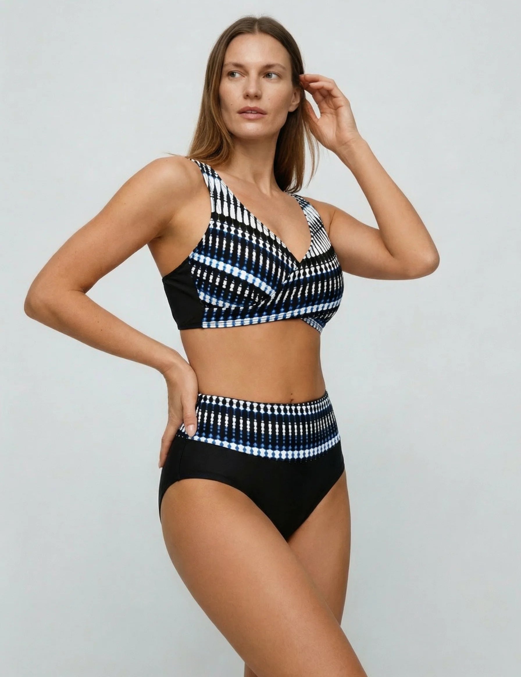 Women Swimsuit | High Waisted Bikini Geometric-Women Swimsuit-Homefinn