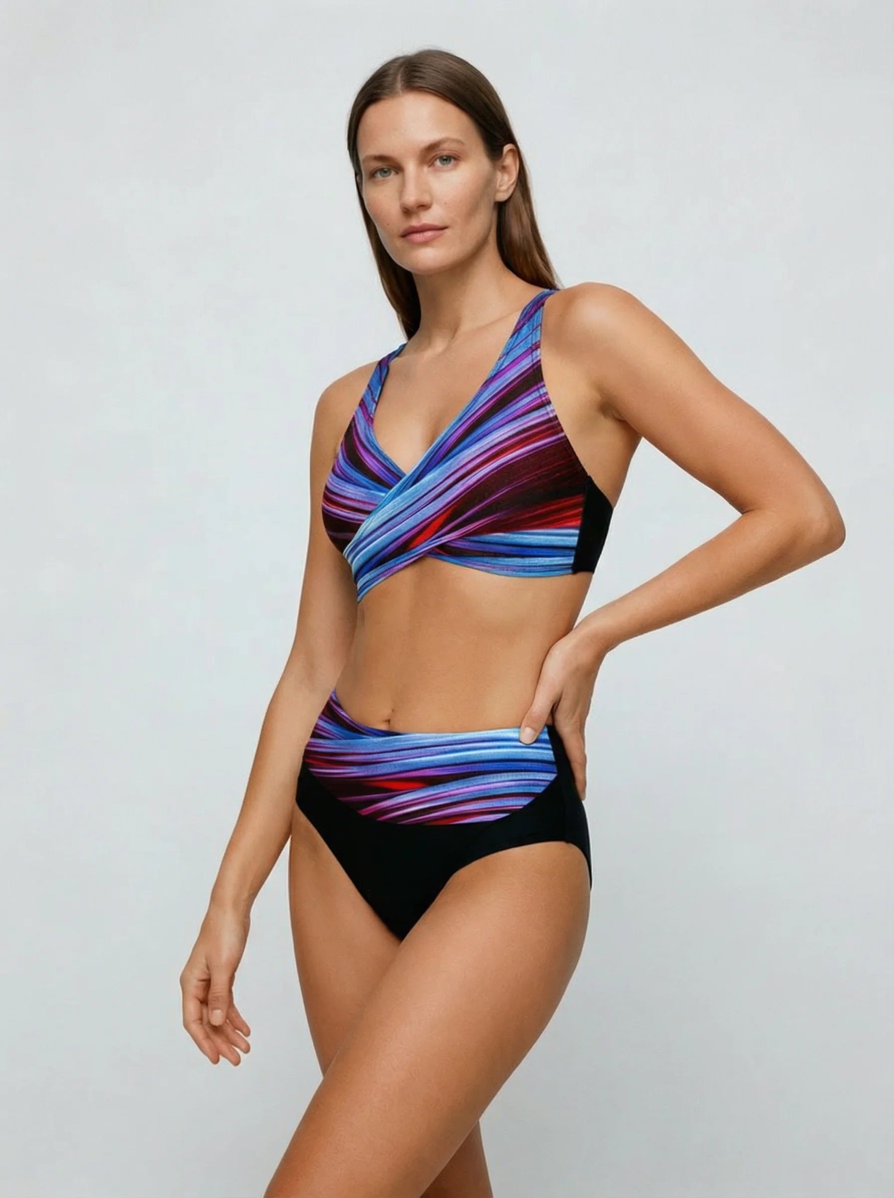Women Swimsuit | High Waisted Bikini Geometric-Women Swimsuit-Homefinn