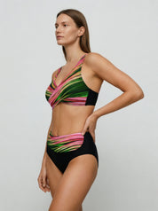 Women Swimsuit | High Waisted Bikini Geometric-Women Swimsuit-Homefinn