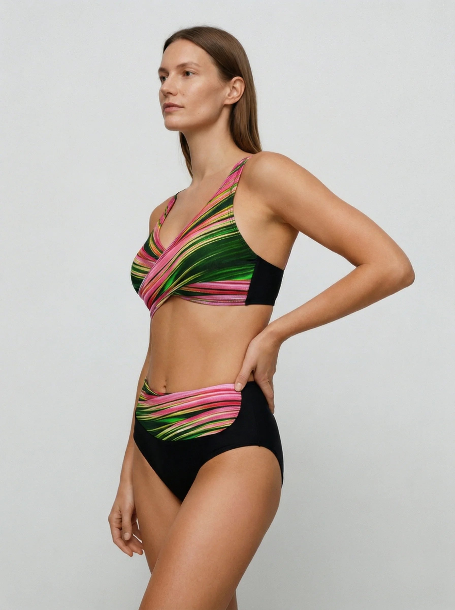Women Swimsuit | High Waisted Bikini Geometric-Women Swimsuit-Homefinn