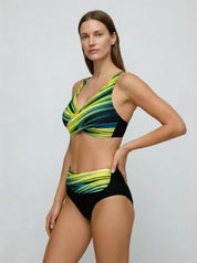 Women Swimsuit | High Waisted Bikini Geometric-Women Swimsuit-Homefinn