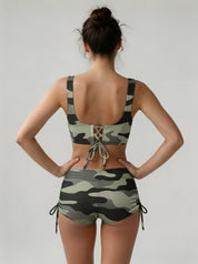 Women Swimsuit | Printed Tankini With Shorts-Women Swimsuit-Homefinn