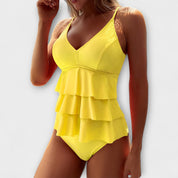 Women Swimsuit | Ruffled Tankini Swimwear-Women Swimsuit-Homefinn