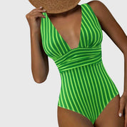 Women Swimsuit | Striped One Piece Swimwear-Women Swimsuit-Homefinn