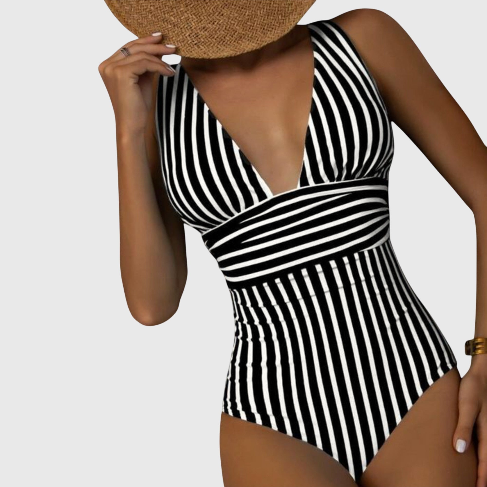 Women Swimsuit | Striped One Piece Swimwear-Women Swimsuit-Homefinn