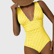 Women Swimsuit | Striped One Piece Swimwear-Women Swimsuit-Homefinn