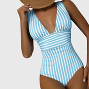 Women Swimsuit | Striped One Piece Swimwear-Women Swimsuit-Homefinn