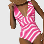 Women Swimsuit | Striped One Piece Swimwear-Women Swimsuit-Homefinn