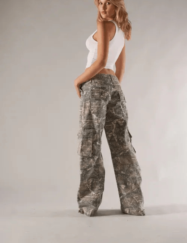 Women Cargo Trousers | Wide Leg Pocket Casual Wear-Women Pants-Homefinn