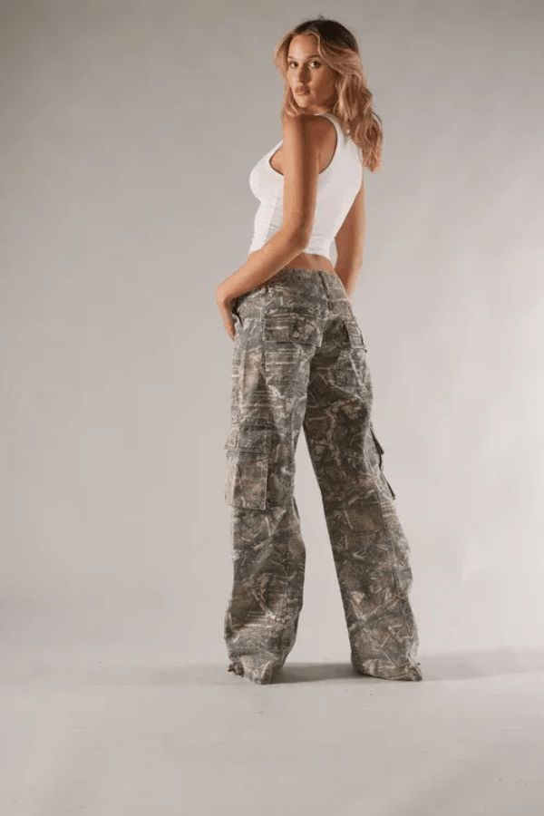 Women Cargo Trousers | Wide Leg Pocket Casual Wear-Women Pants-Homefinn