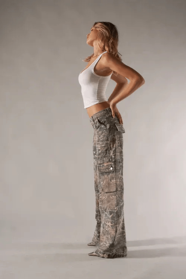 Women Cargo Trousers | Wide Leg Pocket Casual Wear-Women Pants-Homefinn