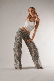 Women Cargo Trousers | Wide Leg Pocket Casual Wear-Women Pants-Homefinn