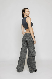 Women Cargo Trousers | Wide Leg Pocket Casual Wear-Women Pants-Homefinn