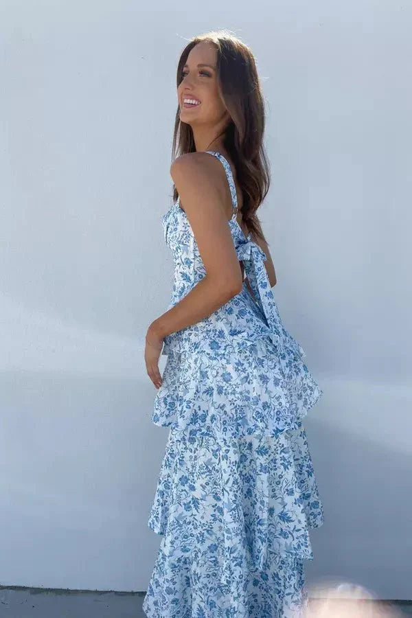 Women Floral Maxi Dress | Strapless Tiered Holiday Wear-Women Dress-Homefinn